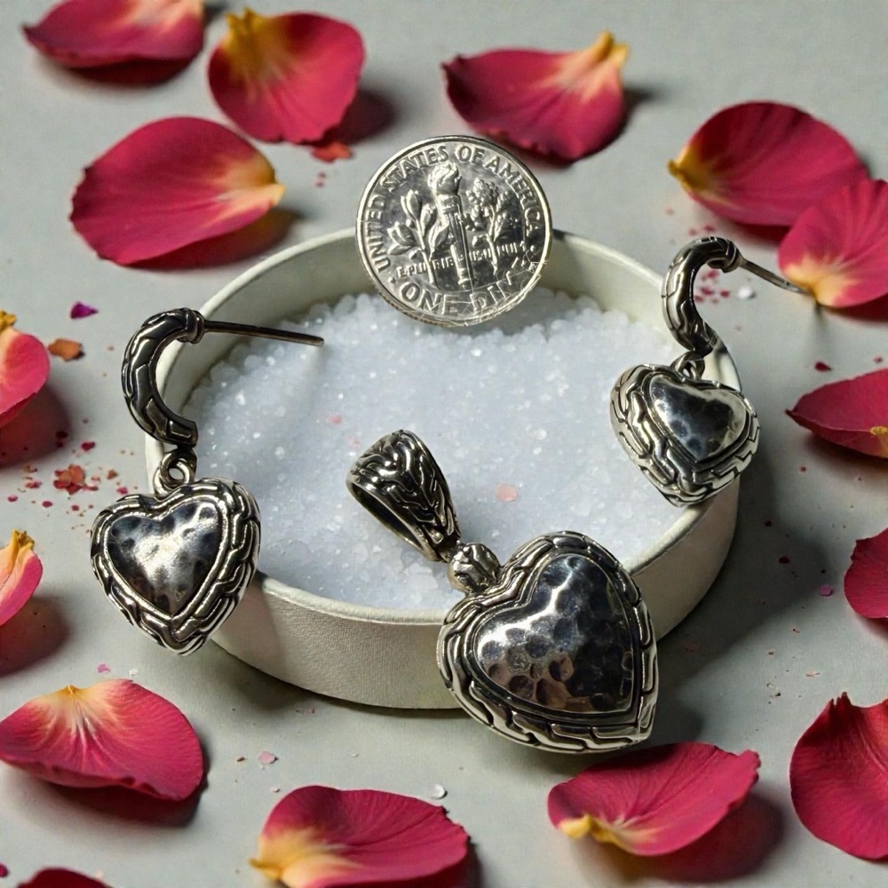 Elegant Solid Silver 925 Heart Jewelry Set - Picture 6 of 8